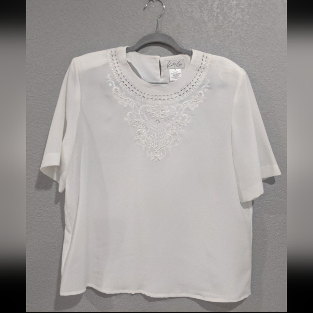 Vintage Retro White Sheer Blouse Top Costume Phantom Doll Romantic Coquette